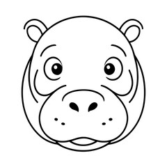 Vector illustration of a cute hippo doodle for toddlers worksheet