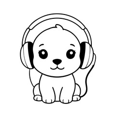 Cute vector illustration Puppy colouring page for kids