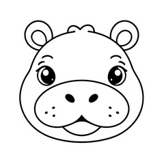 Cute vector illustration Hippo doodle for toddlers worksheet