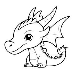 Cute vector illustration Dragon for children colouring activity