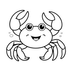 Obraz premium Cute vector illustration Crab for children colouring activity