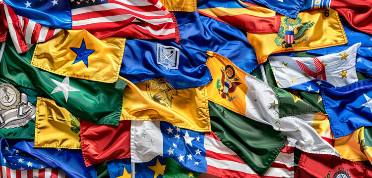 State flags collage at a national Veterans Day parade, embodying unity in diversity.