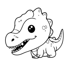 Cute vector illustration Dino doodle for kids coloring worksheet