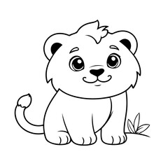 Simple vector illustration of Lion drawing for toddlers colouring page