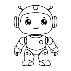 Vector illustration of a cute robot doodle for kids colouring page