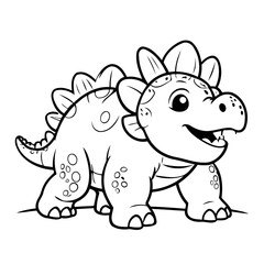 Cute vector illustration Ankylosaurus doodle black and white for kids page