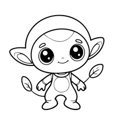 Simple vector illustration of alien doodle for toddlers worksheet