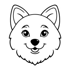 Cute vector illustration Husky doodle for kids colouring page