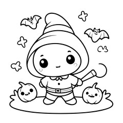 Cute vector illustration halloween drawing for colouring page