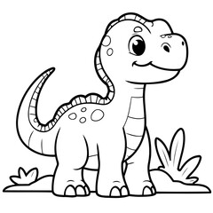 Cute vector illustration Dino for kids coloring activity page