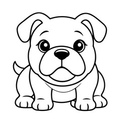 Cute vector illustration Bulldog for toddlers colouring page