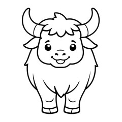 Cute vector illustration Yak doodle for toddlers worksheet