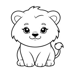 Cute vector illustration Lion for toddlers colouring page