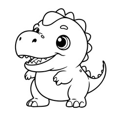 Vector illustration of a cute TRex doodle for kids colouring page