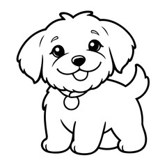 Fototapeta premium Cute vector illustration Havanese drawing for kids colouring activity