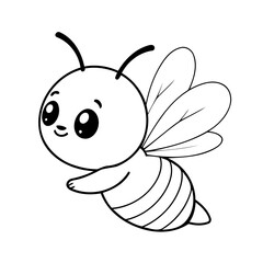 Simple vector illustration of Bee hand drawn for kids page