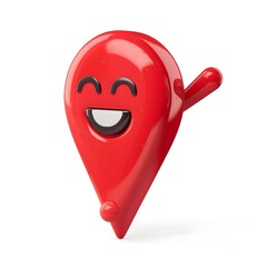 Playful Red Map Pointer Winking at User A Whimsical Approach to Digital Navigation