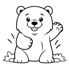 Vector illustration of a cute Polarbear doodle for toddlers worksheet