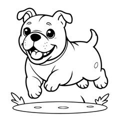 Vector illustration of a cute Bulldog doodle for toddlers colouring page