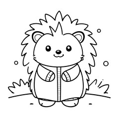 Cute vector illustration Hedgehog for children colouring activity