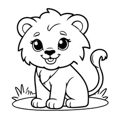Cute vector illustration lion doodle for toddlers worksheet