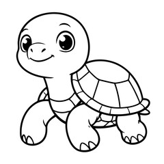 Cute vector illustration turtle for kids colouring page