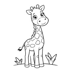 Vector illustration of a cute giraffe drawing for toddlers book