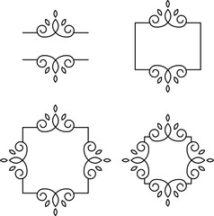 Zestaw ozdobnych ramek. Eleganckie obramowanie z liściastym motywem. © EmBer_graphic