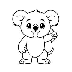 Cute vector illustration Koala for kids colouring page