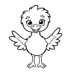 Cute vector illustration ostrich for toddlers colouring page