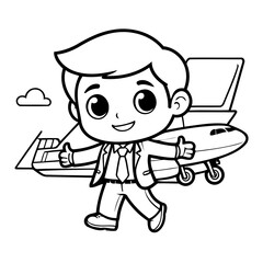 Simple vector illustration of Businessman doodle for toddlers worksheet