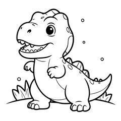 Vector illustration of a cute TRex doodle for toddlers worksheet