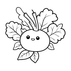 Vector illustration of a cute Radish doodle colouring activity for kids