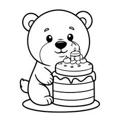 Simple vector illustration of Bear outline for colouring page