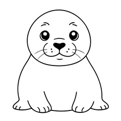 Cute vector illustration Seal hand drawn for kids page