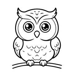 Vector illustration of a cute Owl drawing for kids colouring activity