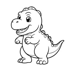 Obraz premium Vector illustration of a cute TRex drawing for kids page