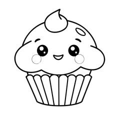 Cute vector illustration Muffin drawing colouring activity