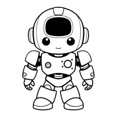 Cute vector illustration Robot drawing for kids colouring page