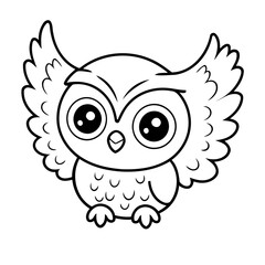 Cute vector illustration Owl drawing for kids colouring activity