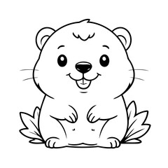 Cute vector illustration Beaver drawing for children page