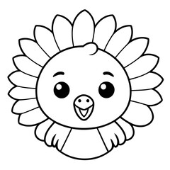 Cute vector illustration Turkey hand drawn for kids page