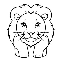 Cute vector illustration Lion drawing for toddlers book