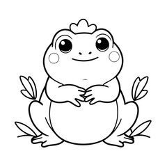 Cute vector illustration Frog drawing for toddlers colouring page