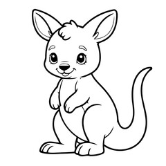 Simple vector illustration of Kangaroo hand drawn for kids coloring page