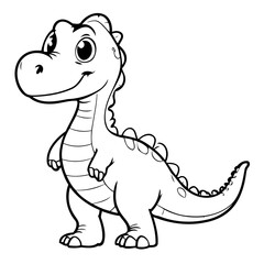 Simple vector illustration of Dino drawing for kids colouring page