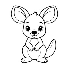 Vector illustration of a cute Kangaroo doodle drawing for kids page