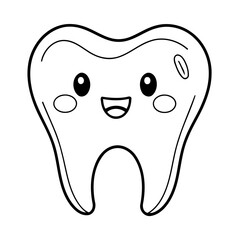 Simple vector illustration of Tooth for toddlers colouring page