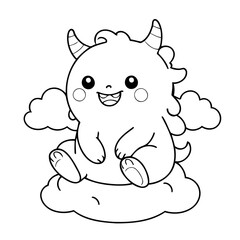 Vector illustration of a cute Monster doodle for children worksheet