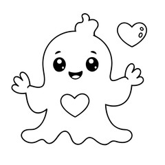 Simple vector illustration of Ghost hand drawn for kids coloring page